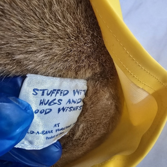 Vintage 90s Boyds Build A Bear Workshop Big 13inch Teddy Bear Yellow Raincoat - Picture 8 of 10